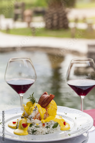 Lobster main course lunch at the restaurant 