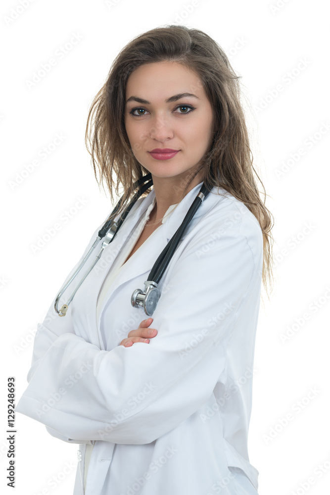Portrait of young friendly beautiful female doctor Portrait of young friendly beautiful female doctor