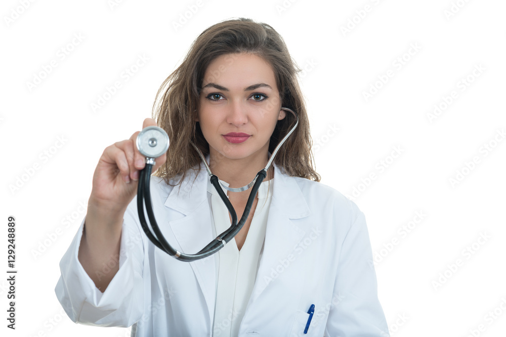 Portrait of young friendly beautiful female doctor Portrait of young friendly beautiful female doctor