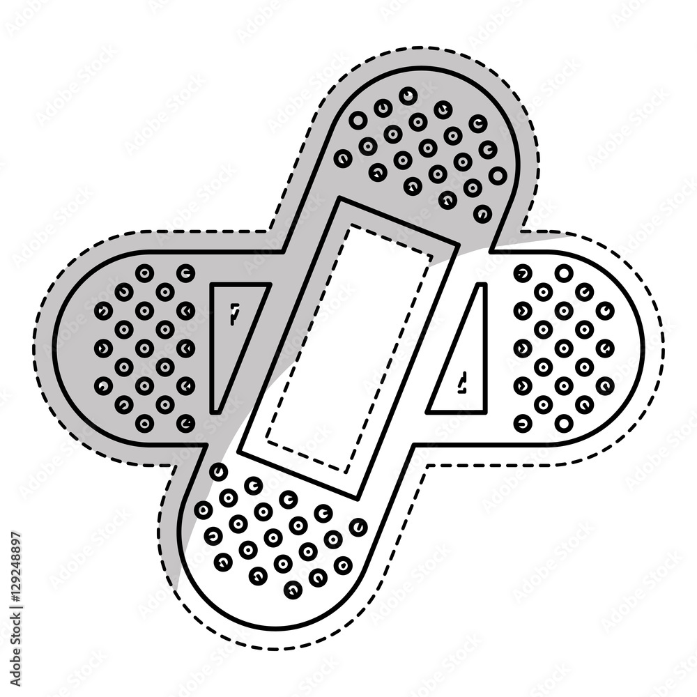 sticker of adhesive bandages crossed icon over white background. vector