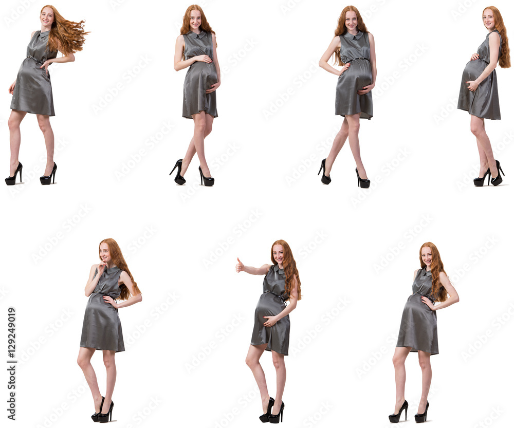 Pregnant woman in composite image isolated on white Pregnant woman in composite image isolated on white