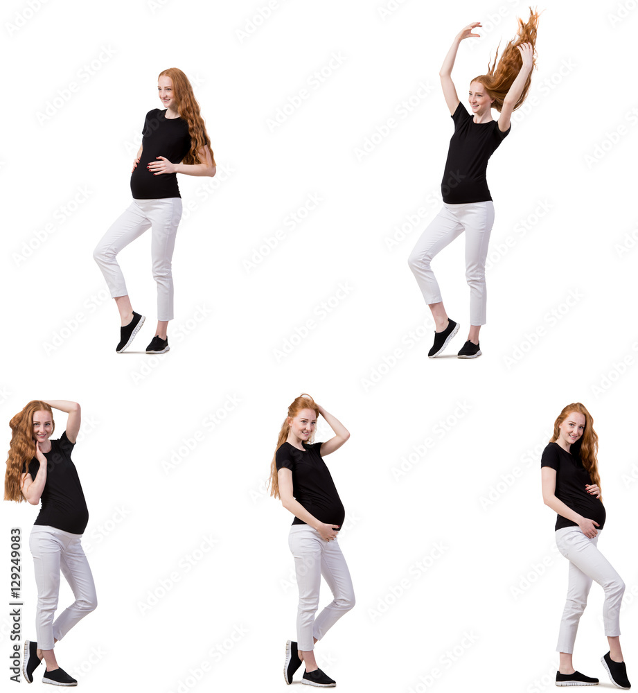 Pregnant woman in composite image isolated on white Pregnant woman in composite image isolated on white
