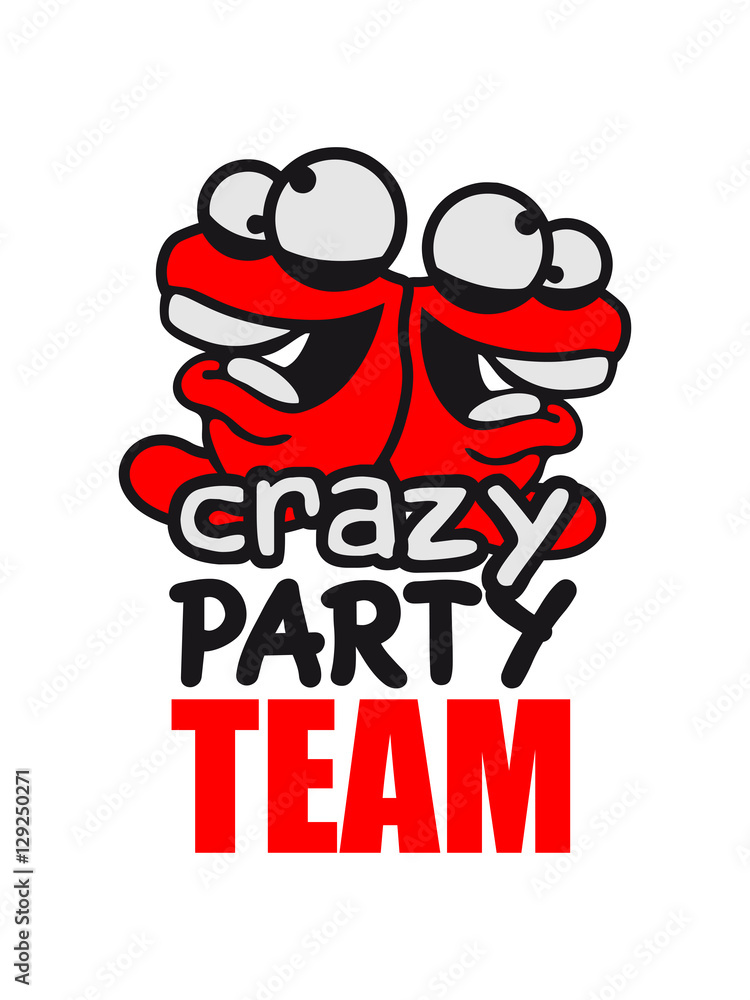 Team 2 friends party celebrate fun confused worm head creep crazy comic