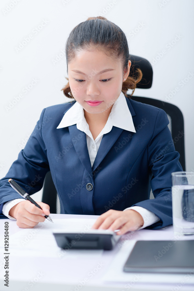 Accountant working at desk. Accountant working at desk.