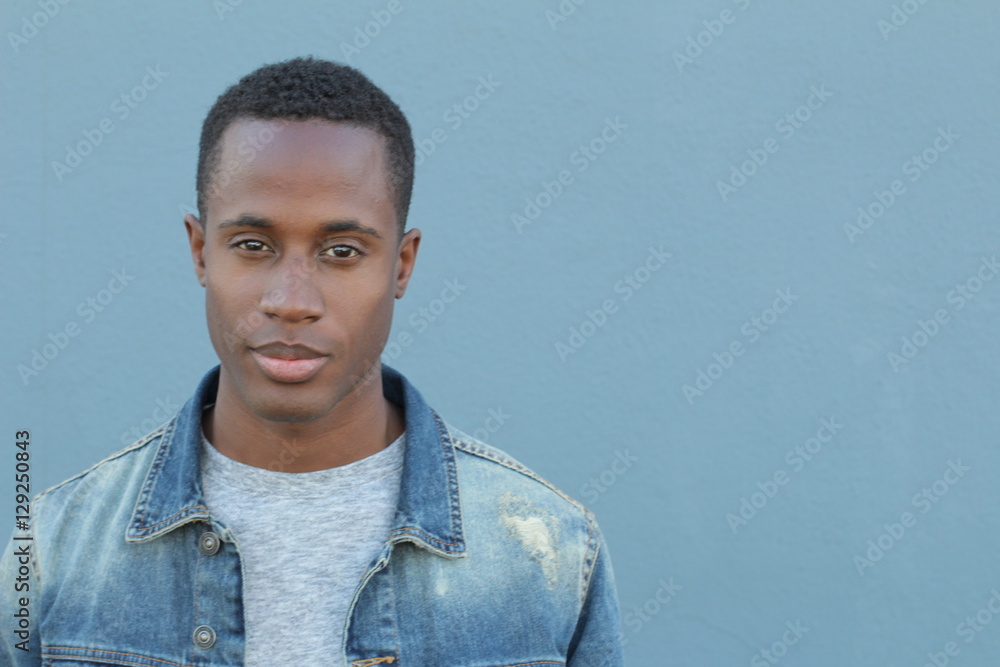 Head and shoulders portrait of a handsome African American man isolated ...