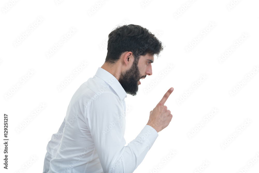 sideview of young man with open mouth. isolated on white background sideview of young man with open mouth. isolated on white background