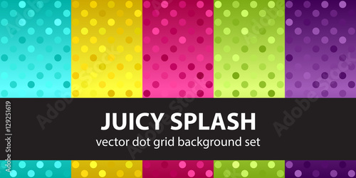 Polka dot pattern set "Juicy Splash". Vector seamless backgrounds