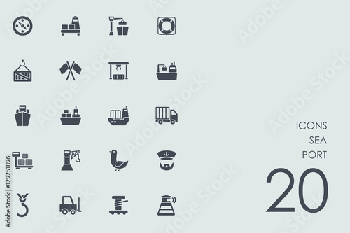 Set of sea port icons