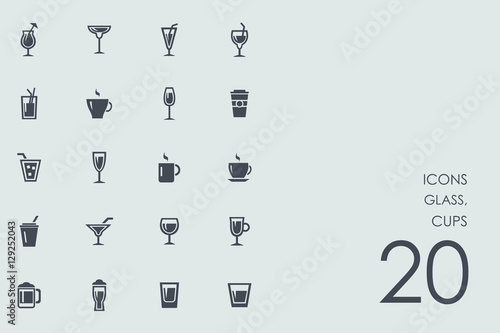 Set of glass, cups icons