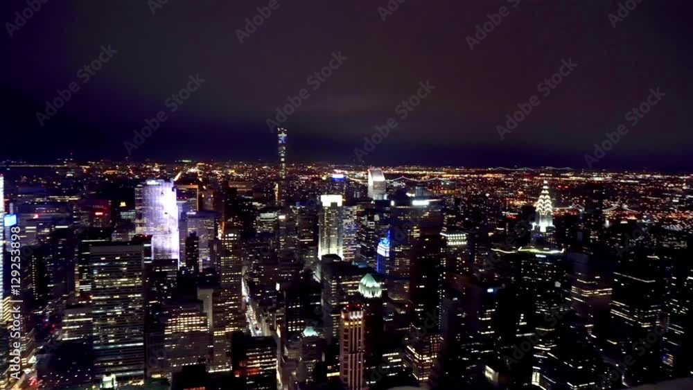 Aerial shot of Manhattan financial district at night Aerial shot of Manhattan financial district at night