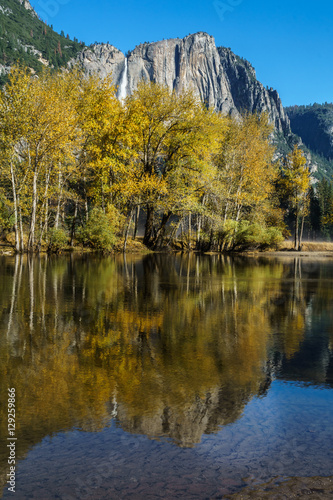 Fall colors and flowing water at Yosemite in October