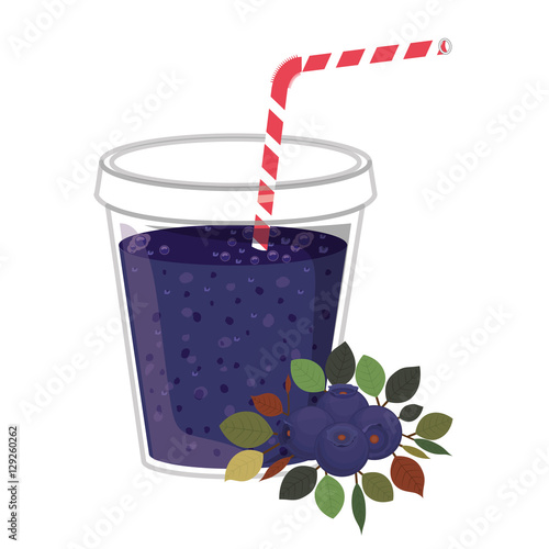 Blueberry juice icon. Smoothie drink beverage and fruit theme. Isolated design. Vector illustration
