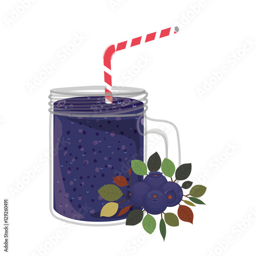 Blueberry juice icon. Smoothie drink beverage and fruit theme. Isolated design. Vector illustration