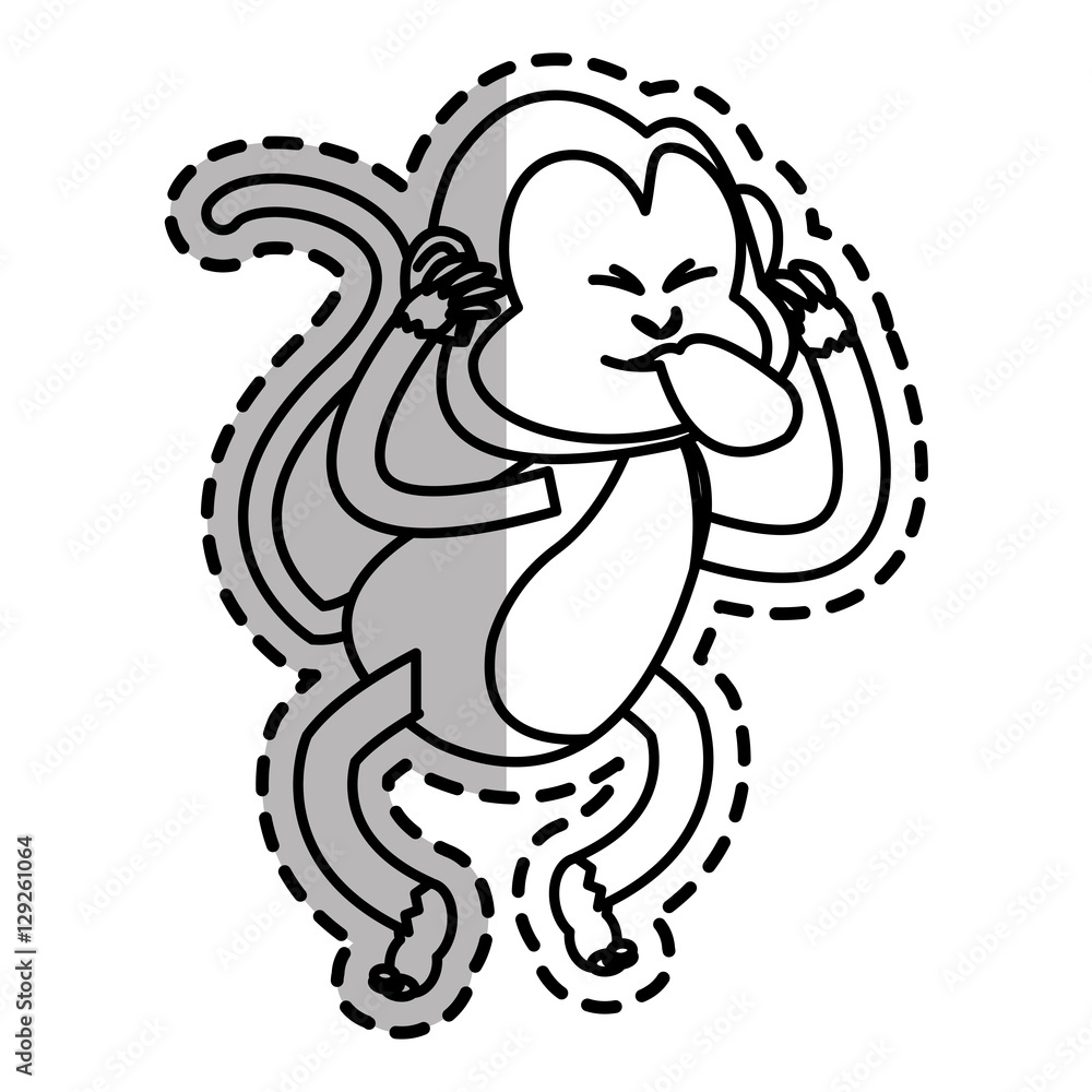 Naklejka premium Monkey cartoon icon. Animal wildlife aple and wild theme. Isolated design. Vector illustration