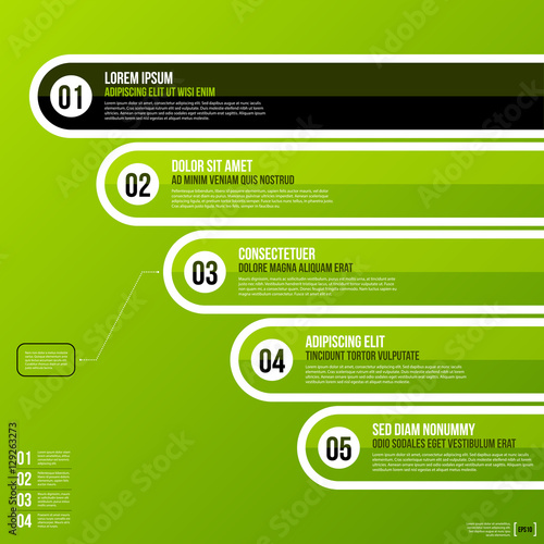 Fresh corporate chart template in flat style on green background. Useful for presentations or advertising. Vector template.