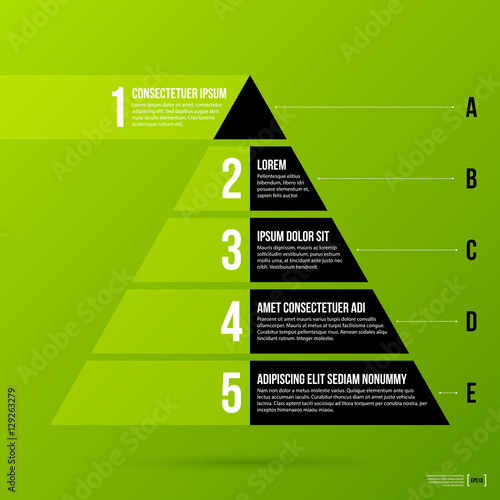 Pyramid chart template on fresh green background. Vector eps-10.