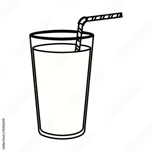 Drink glass with drinking straw icon. Beverage restaurant menu and refreshment theme. Isolated design. Vector illustration