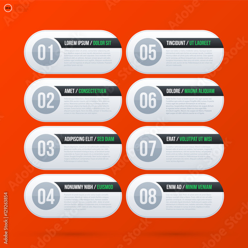 Corporate business banners and options template on bright orange background. Useful for presentations and advertising.
