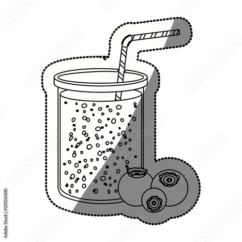 Blueberry juice icon. Smoothie drink beverage and fruit theme. Isolated design. Vector illustration