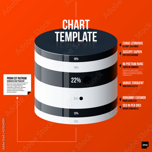 Corporate business infographics template on bright orange background. Useful for presentations and advertising.