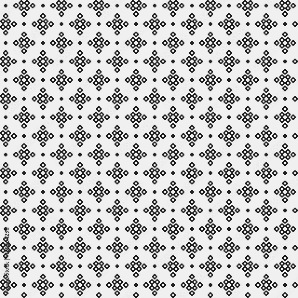 Simple pixelated pattern with monochrome geometric shapes. Useful for textile and interior design. Strict neutral style. Simple pixelated pattern with monochrome geometric shapes. Useful for textile and interior design. Strict neutral style.