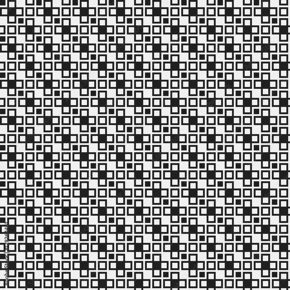 Simple pixelated pattern with monochrome geometric shapes. Useful for textile and interior design. Strict neutral style. Simple pixelated pattern with monochrome geometric shapes. Useful for textile and interior design. Strict neutral style.