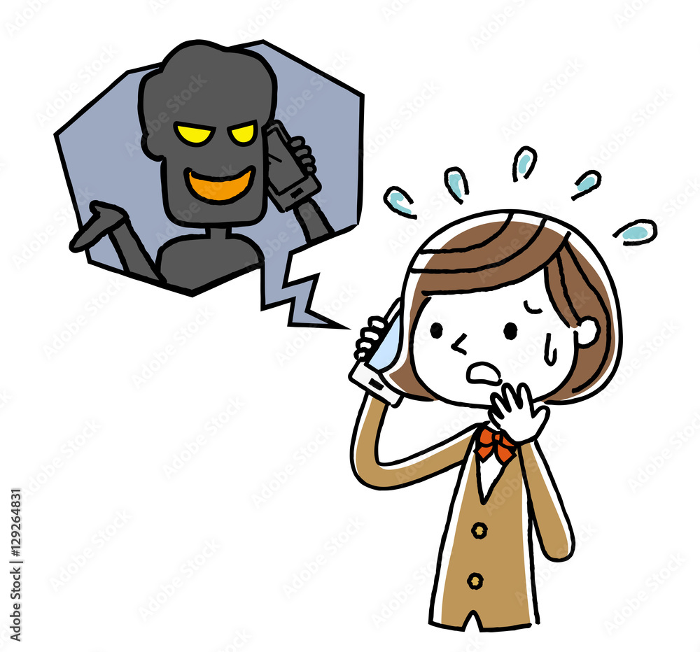 Fototapeta premium 電話：女子学生、不審な電話 