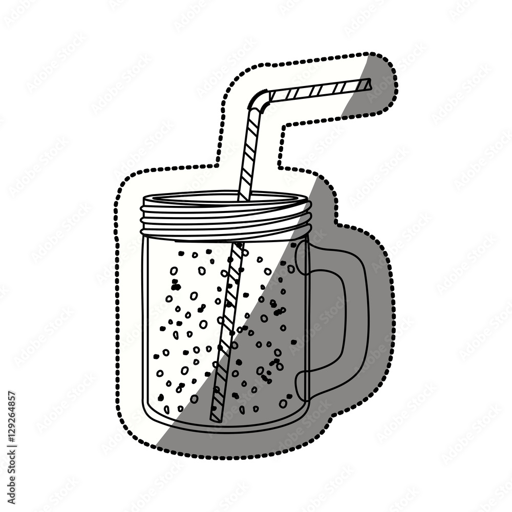 Obraz premium Drink glass with drinking straw icon. Beverage restaurant menu and refreshment theme. Isolated design. Vector illustration