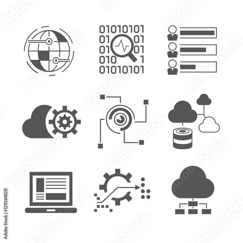 network icons, data analytics icons