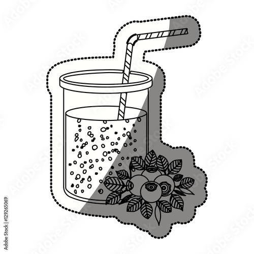 Blueberry juice icon. Smoothie drink beverage and fruit theme. Isolated design. Vector illustration