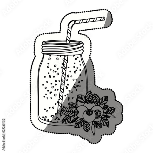 Blueberry juice icon. Smoothie drink beverage and fruit theme. Isolated design. Vector illustration