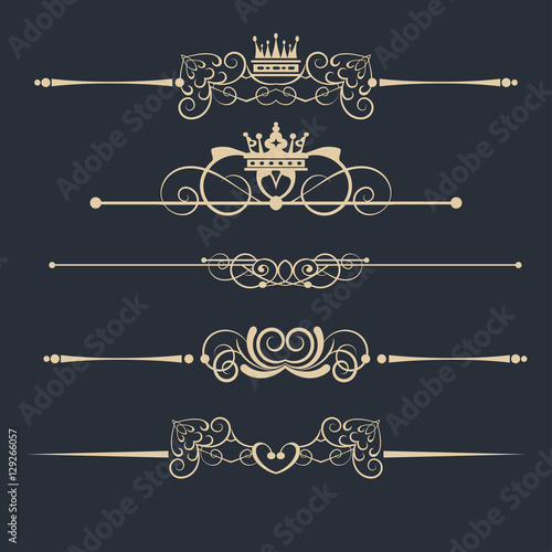 Calligraphic design elements on a black background for your design, vector image