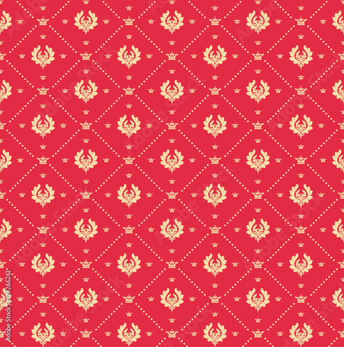 Seamless Damask Wallpaper Background pattern red color graphic design vector image