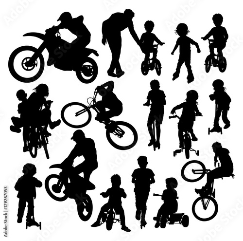 Children Plying and Sport Activity, art vector silhouettes  design photo