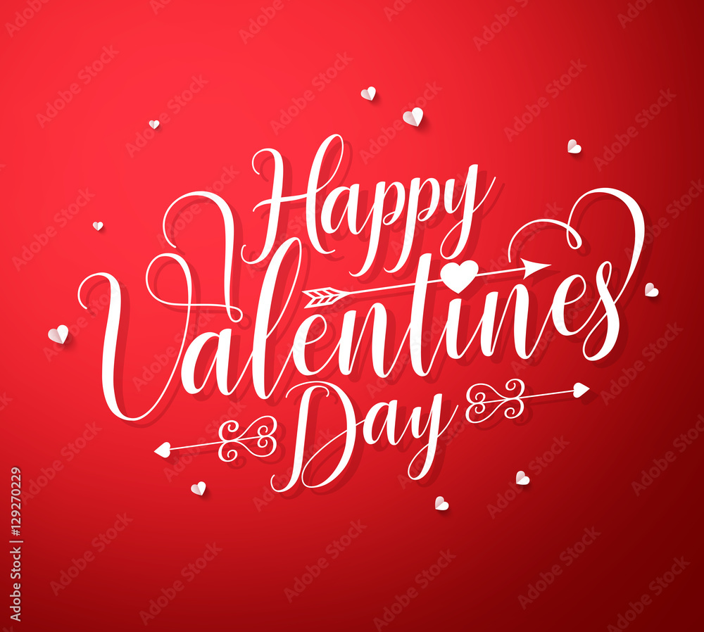 Happy valentines day vector text typography with paper cut white hearts shapes elements in red background. Vector illustration.
Happy valentines day vector text typography with paper cut white hearts shapes elements in red background. Vector illustration.