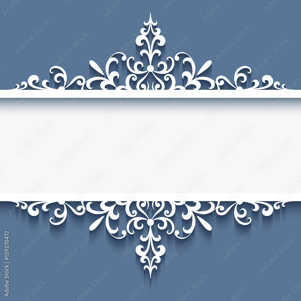 Ornamental frame with cutout paper swirls