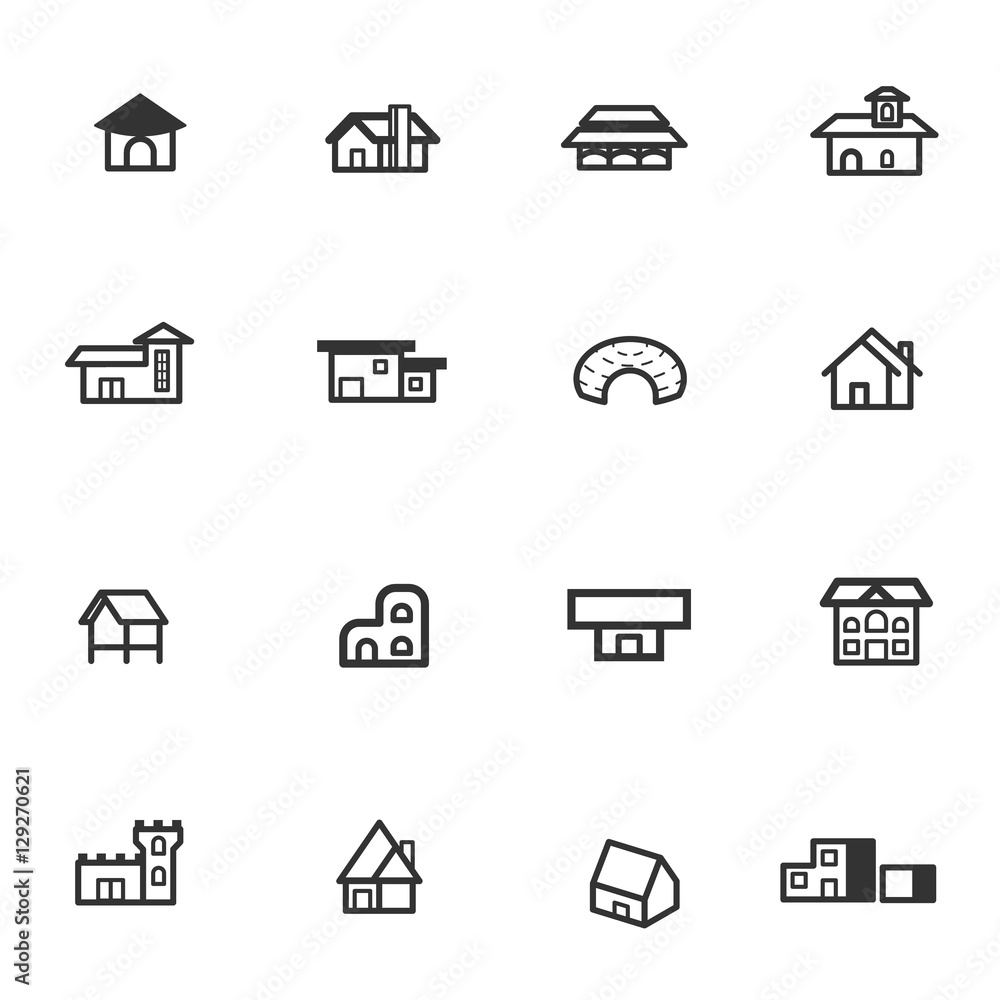 house home residential icon set vector