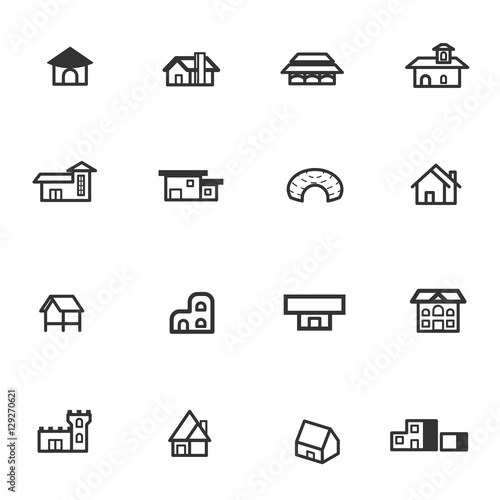 house home residential icon set vector