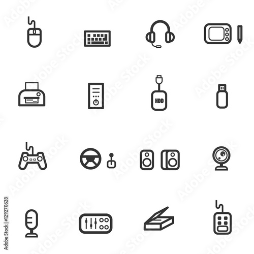 computer accessories icon set vector
