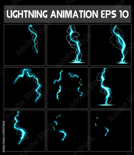 Vector Web Lightning animation. Game  of .  .