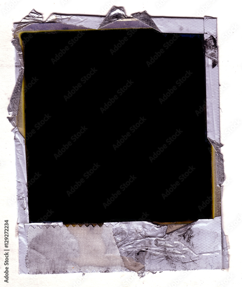 Grungy destroyed polaroid frame background. 80's instant film. Stock Photo  | Adobe Stock