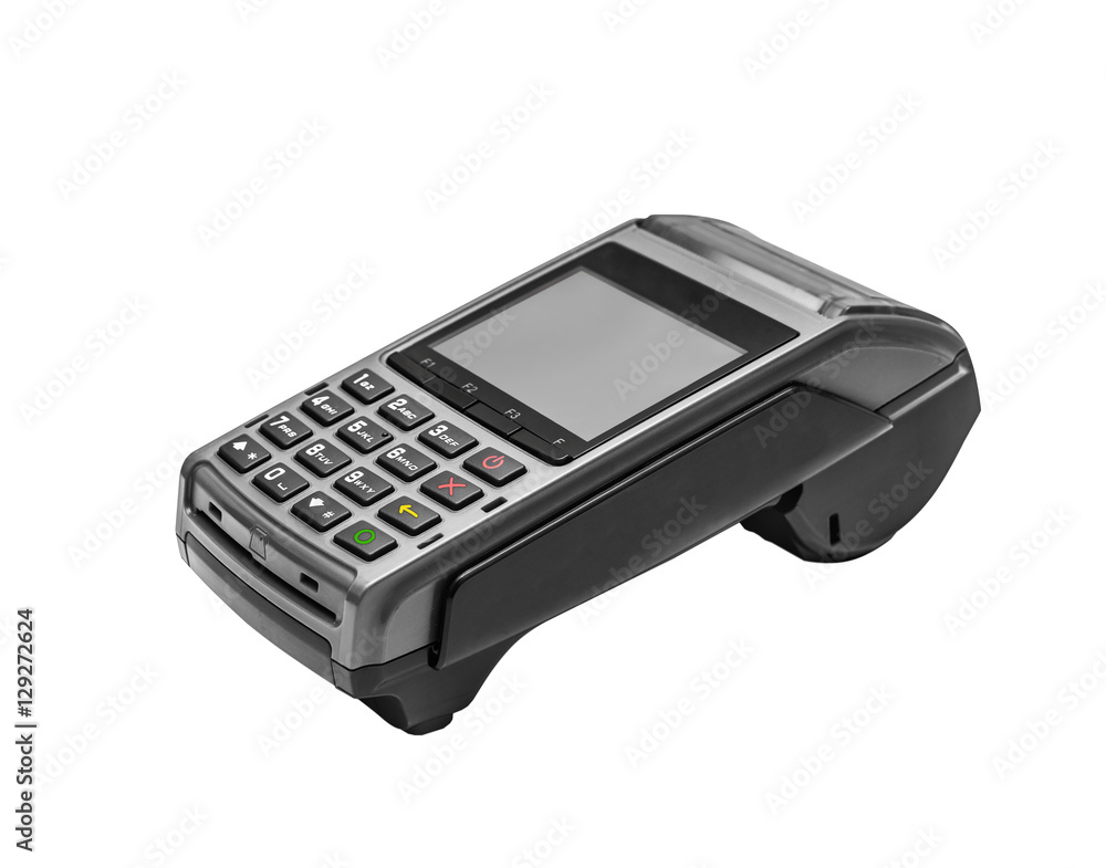 Modern bank terminal on the white Modern bank terminal on the white