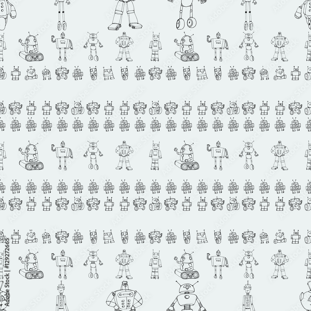 Robot doodles pattern. Robot doodles pattern.