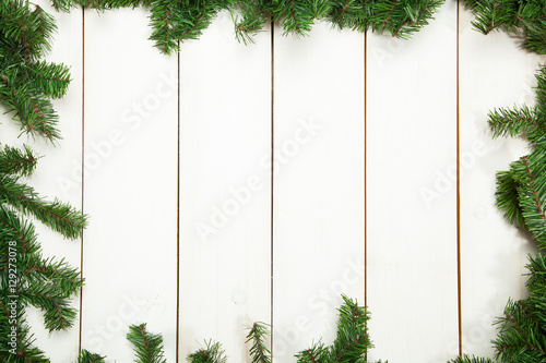 Spruce on the white wooden table
