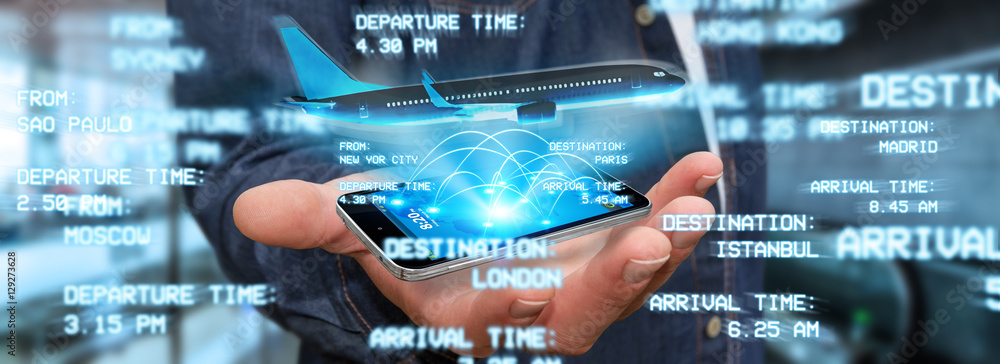 Businessman booking his flight Businessman booking his flight