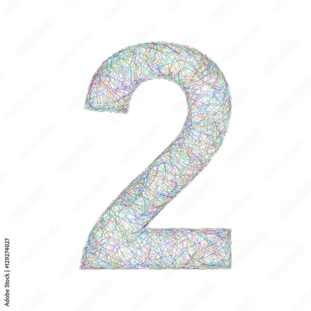 Colorful sketch font design - number 2 Colorful sketch font design - number 2