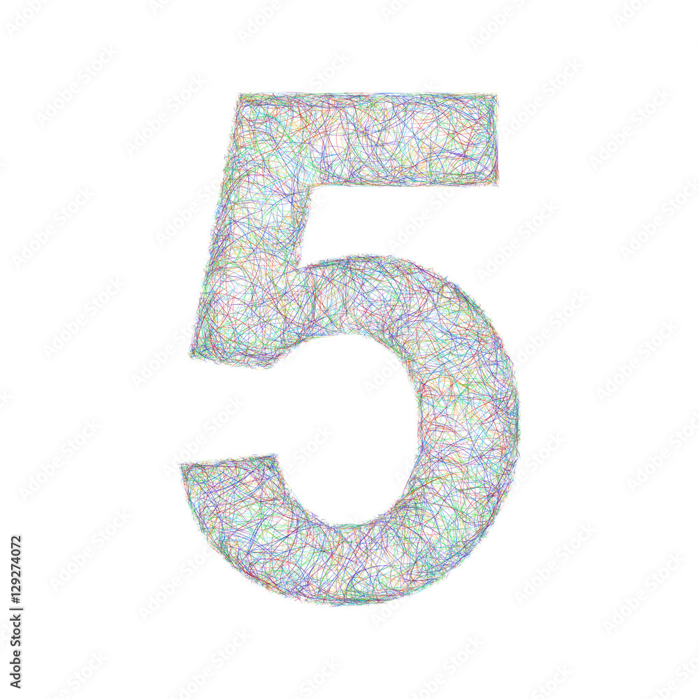 Colorful sketch font design - number 5 Colorful sketch font design - number 5
