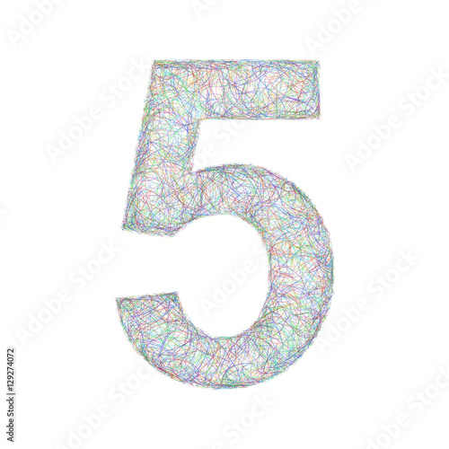Colorful sketch font design - number 5