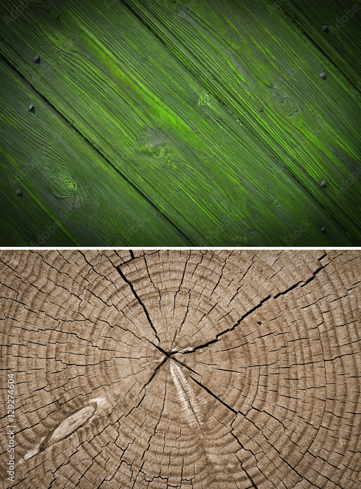Fototapeta premium Wood texture. Lining boards wall. Wooden background. pattern. Showing growth rings. set