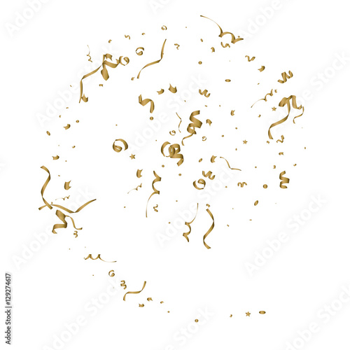 Falling tiny colorful bright confetti pieces on transparent background